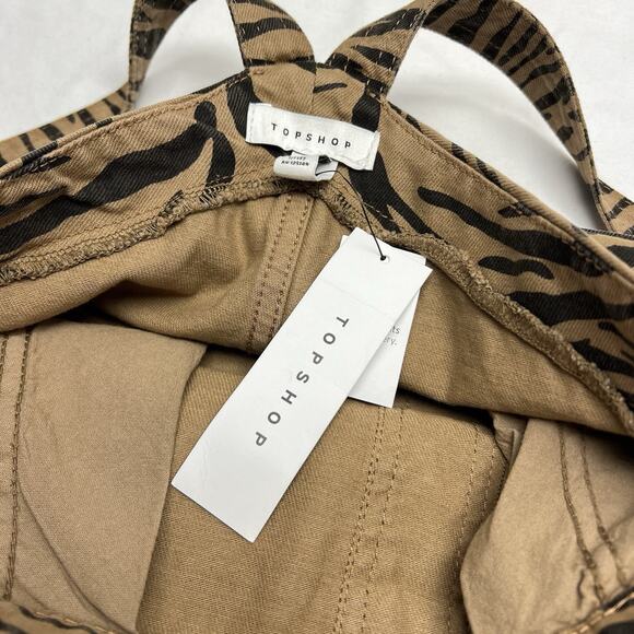 Topshop Moto Zebra Print Denim Overalls Size 4 NWT $95 Wide Leg Cropped Fray - Picture 6 of 12
